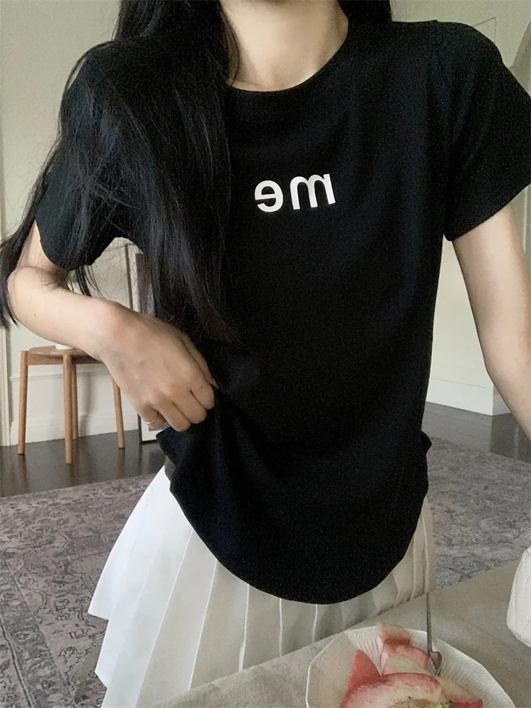 Плюс размер Chubby Girl утягивающая футболка с буквенным принтом на плечах женская