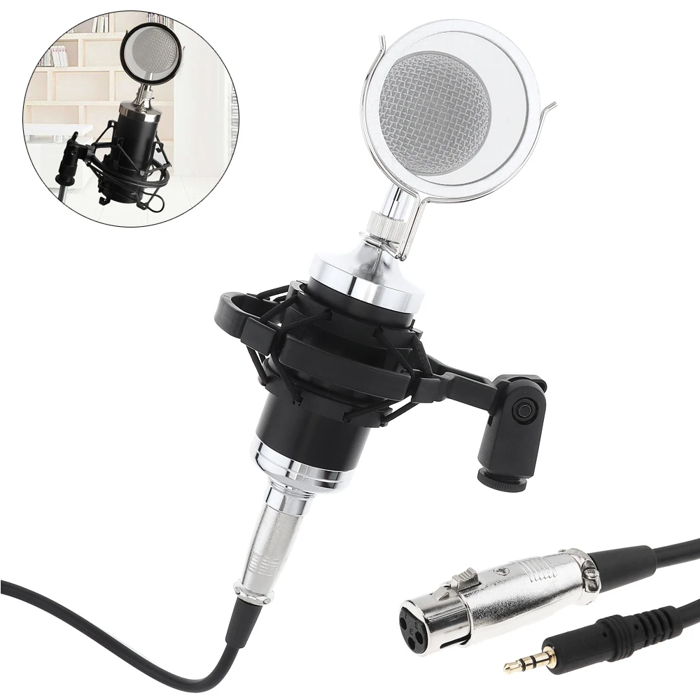 

Profession CY-F2000 Condenser Sound Recording Microphone With Shock Mount For Radio Broadcast Singing Recording KTV Karaoke