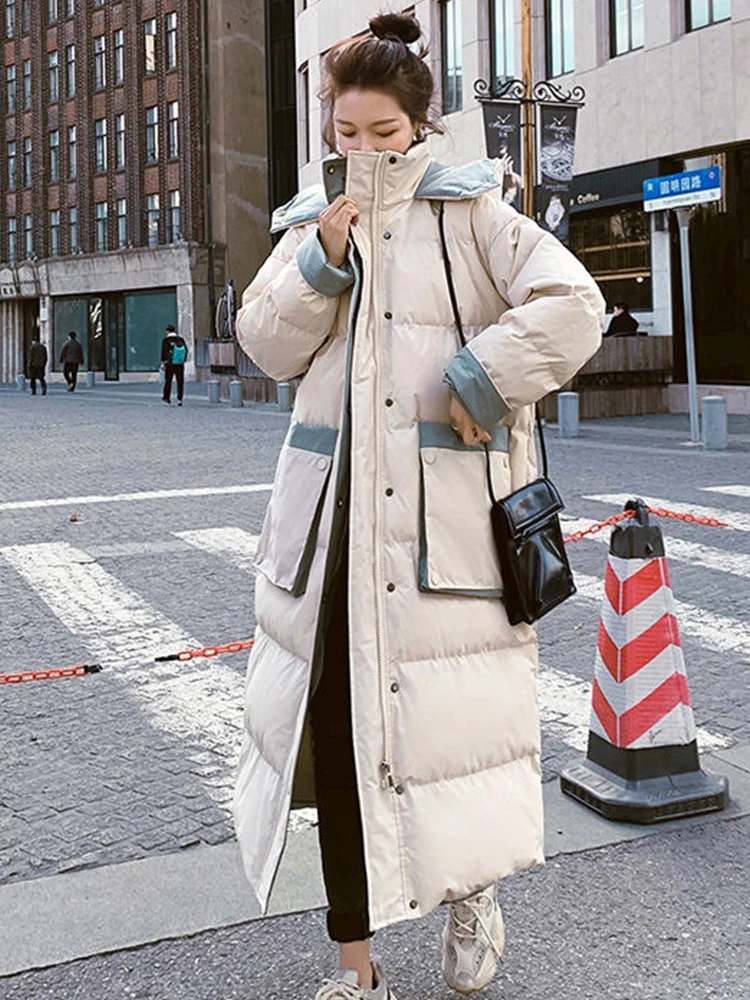 

2022 New Korean Version of The Loose and Explosive Padded Jacket Women's Winter Long Over The Knee Down Padded Jacket