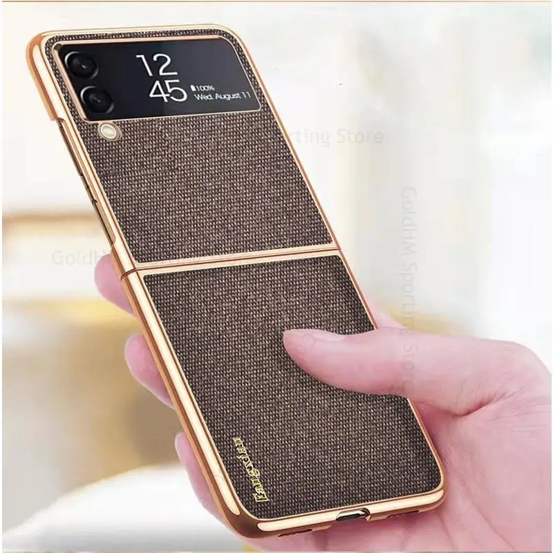 

For Samsung Z Flip 4 5G Fabric Cloth Plating Phone Case For Samsung Z Flip4 5G Ultra Slim Electroplated Phone Cover For SM-F721B