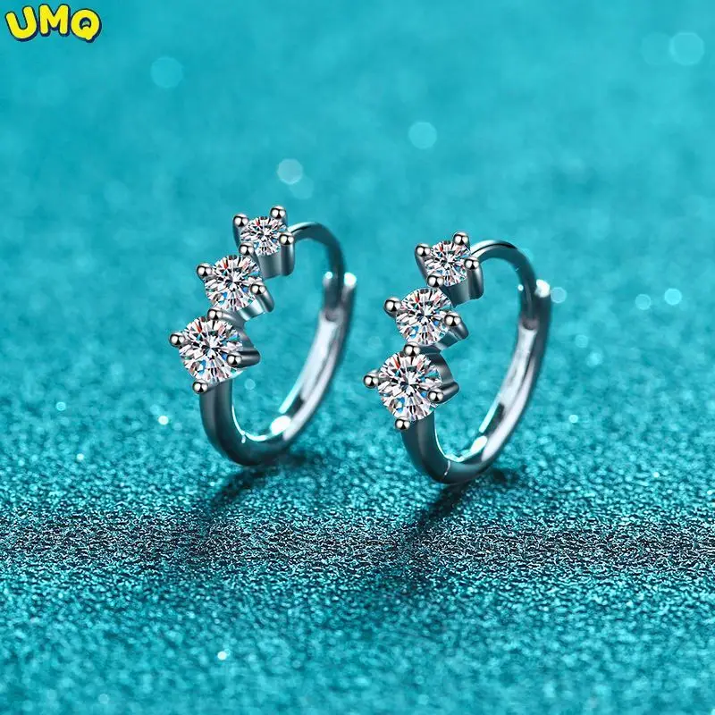 

3 Stone Moissanite Huggie Hoop Earrings 925 Sterling Silver Hypoallergenic Tiny Cartilage Hoop Earrings for Women Girls Jewelry