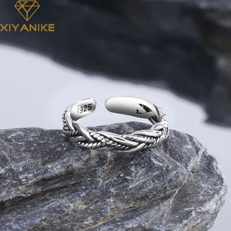 

XIYANIKE Vintage Braided Twist Open Cuff Finger Rings for Women Men Fashion Unisex Punk Jewelry Girl Gift Party кольцо женское