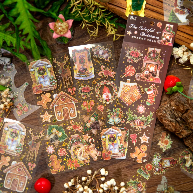 

3PCS Winter Christmas Stickers Sketchbook Aesthetic DIY Scrapbooking Planner Supplies Cute Diary Decoration Journal Accessories