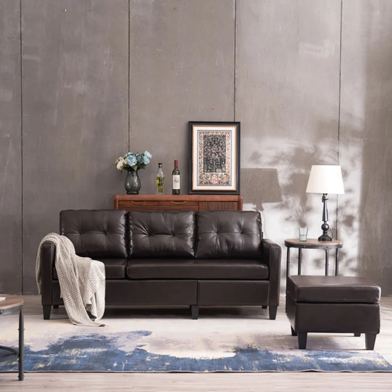 

PU Combination Sofa Dark Brown 196*68*80cm