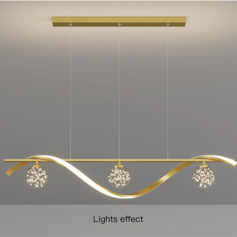 New Modern Style LED Chandelier Gold Stars Pendant Lamp For Dining Room Kitchen Bedroom Living Room Simple Design Hanging Light