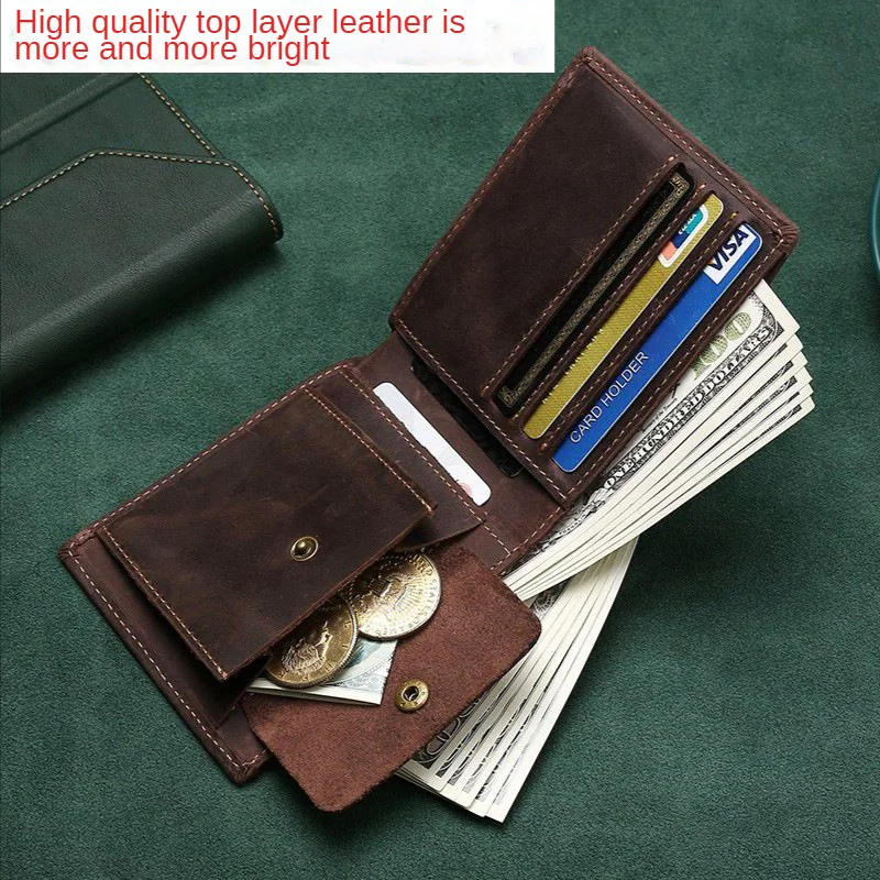 

Men's Leather Wallet 2023 New Retro Crazy Horse Leather Purses High-End Brand Men For Wallet Business Fashion Credit Card Holder