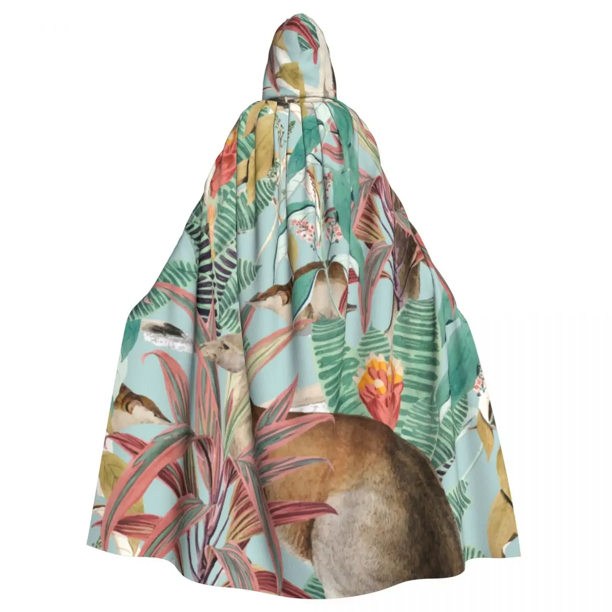 

Unisex Witch Party Reversible Hooded Adult Vampires Cape Cloak Kangaroo Jungle Leaves