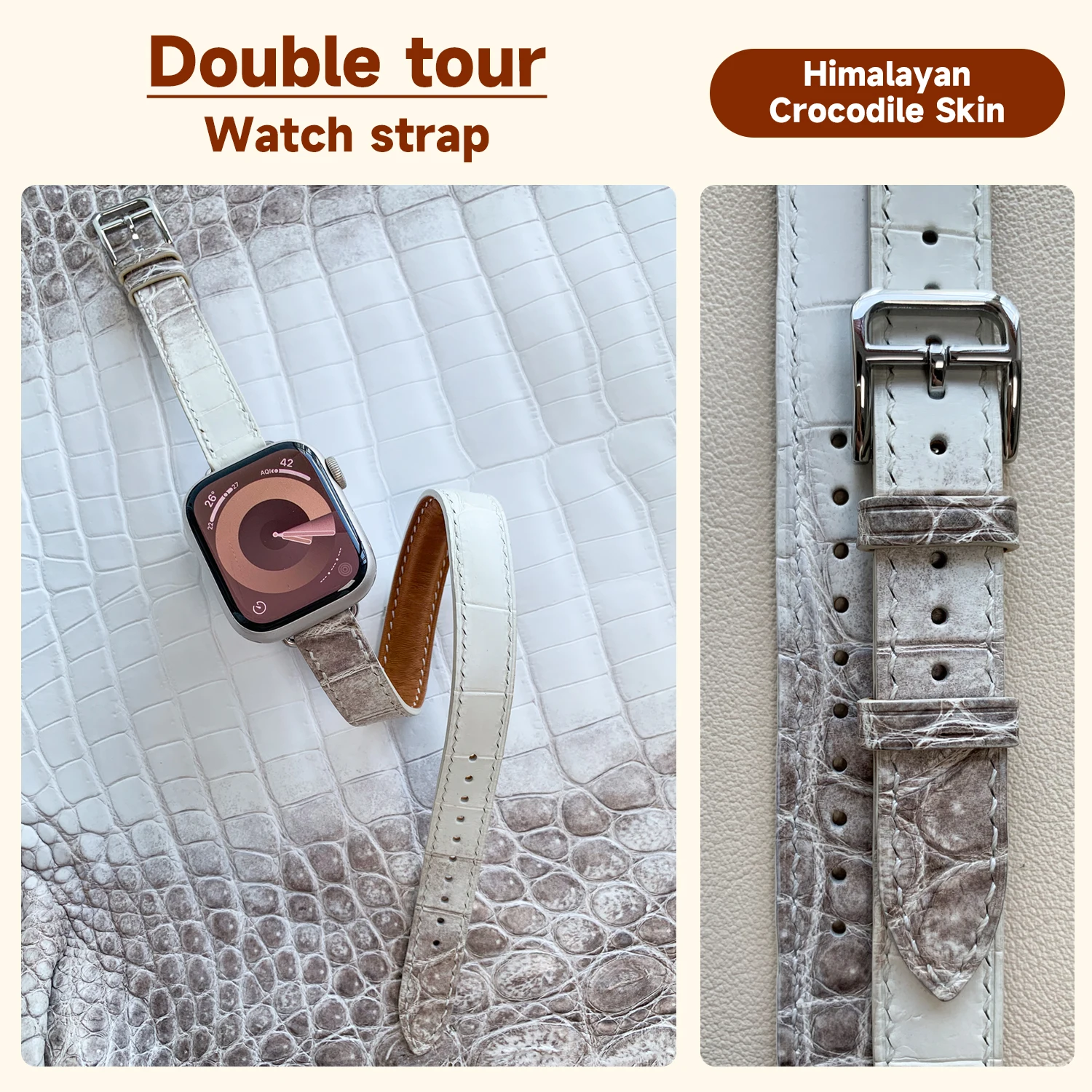 2024 Новый импортный ремешок из крокодиловой кожи высшего качества Double Tour для Apple