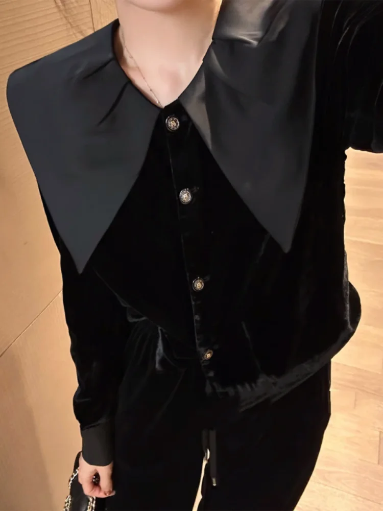 Элегантные бархатные топы во французском стиле в ретро женские весенние новинки