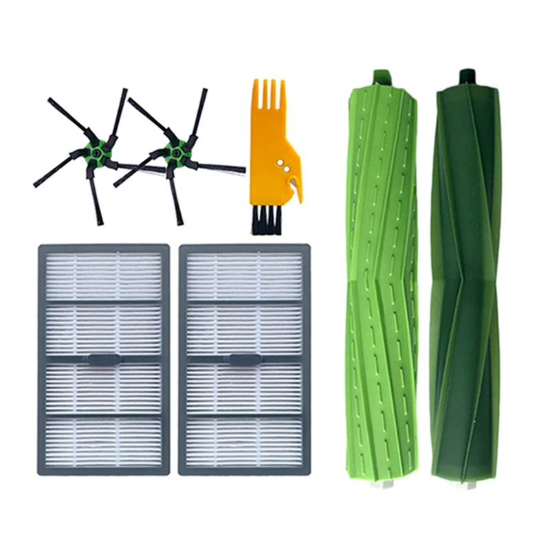 

Hot TOD-1Set For Irobot Roomba S9 / S9+Plus Robot Vacuum Cleaner Spare Parts Main Rubber Rolling Brush Side Brushes Hepa Filter