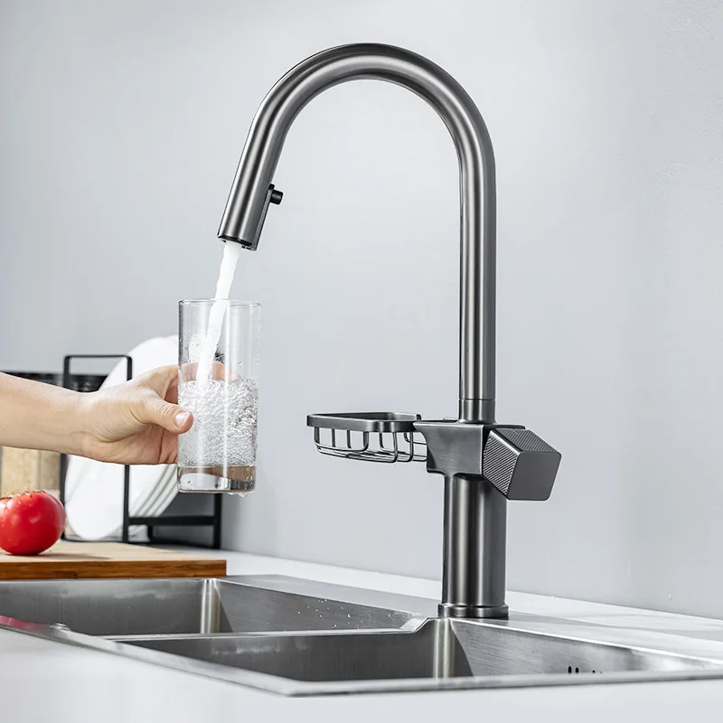 США alle Kupfer schwarz Haushalt ausziehbare Küchenarmatur Einloch Waschbecken heiß und kalt Wasserhahn