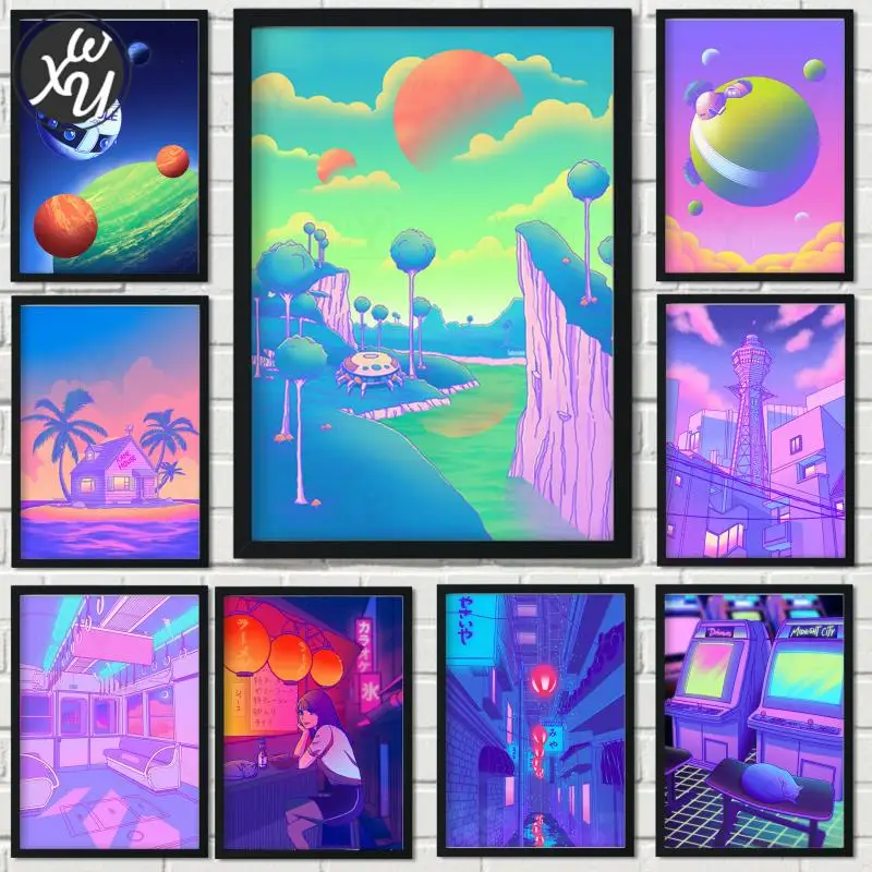 

WEIWEI Pop Киотский 5D алмазная живопись розовый стиль Vaporwave полная квадратная круглая Алмазная вышивка Стразы картина Мозаика Декор