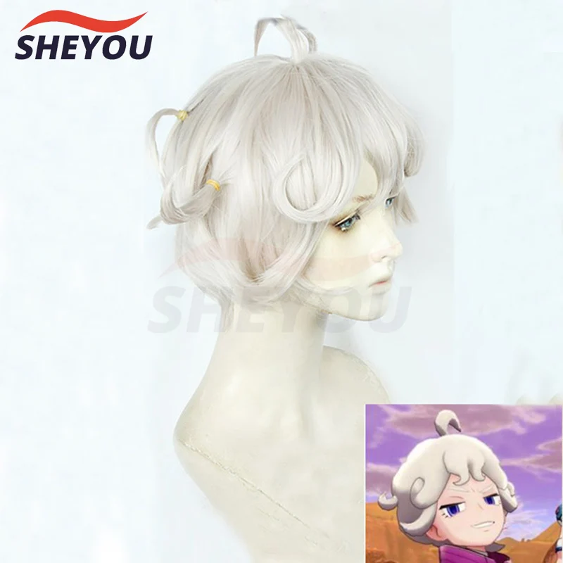 Высококачественный аниме меч и щит BEDE Короткие вьющиеся льняные серые