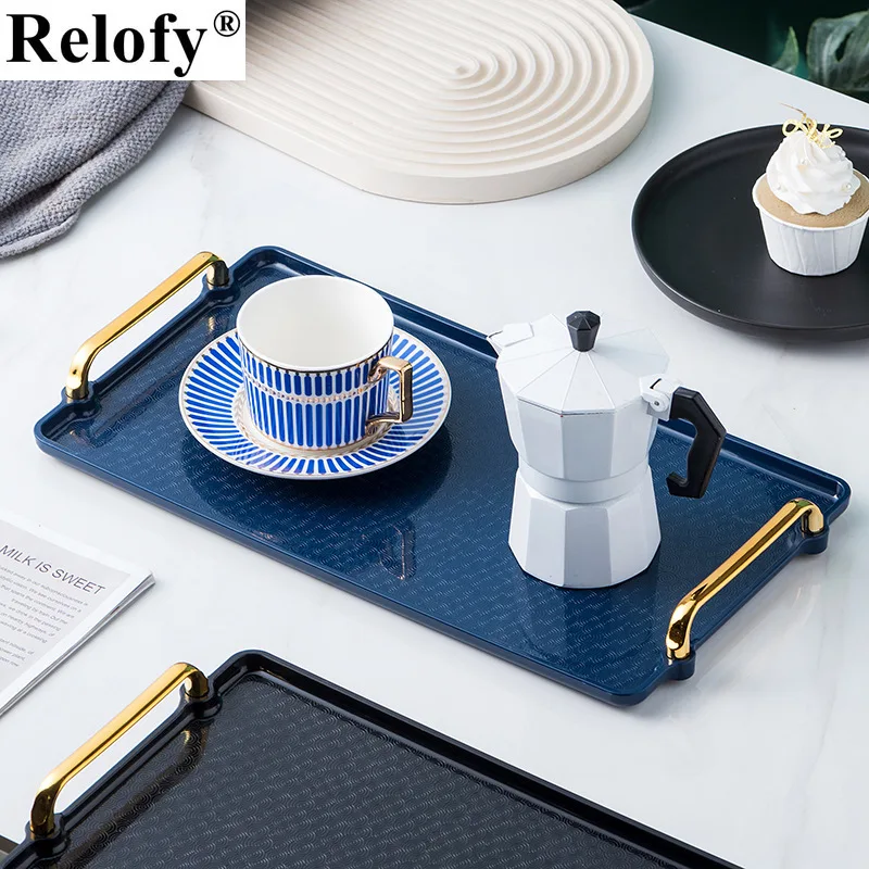 

Luxury Plastic Rectangular Tray Coffee Candy Mug Storage Serve Tray Home Kitchen Fruit Dessert Tray Party Tray Kitchen Organizer