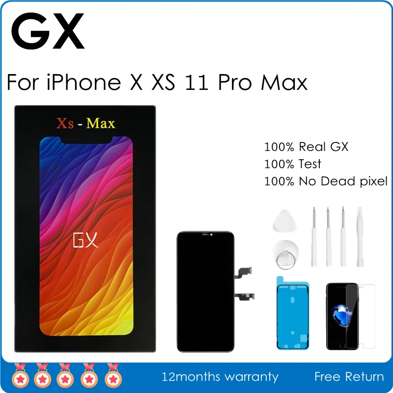 GX OLED per iPhone X XS Max 11 Pro Display LCD digitalizzatore Touch Screen No Dead Pixel Assembly sostituzione + regali