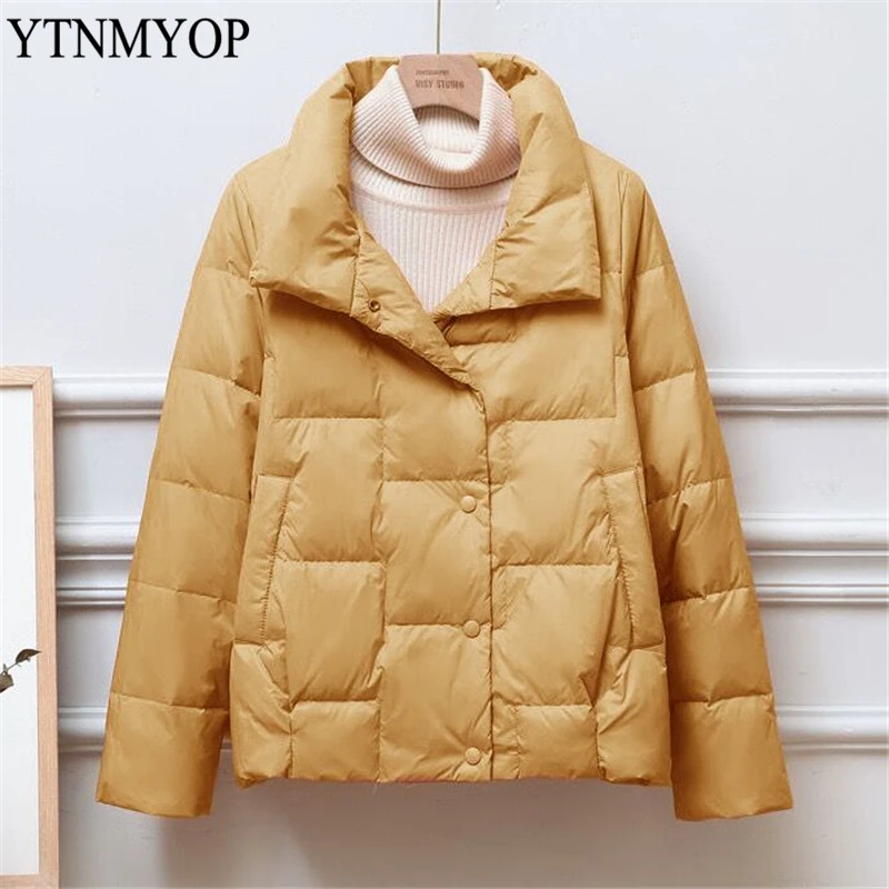 

Autumn Winter Parkas Mandarin Collar Short Warm Jackets Snow Wear Loose Cotton Padded Coat Female Casaco Feminino YTNMYOP