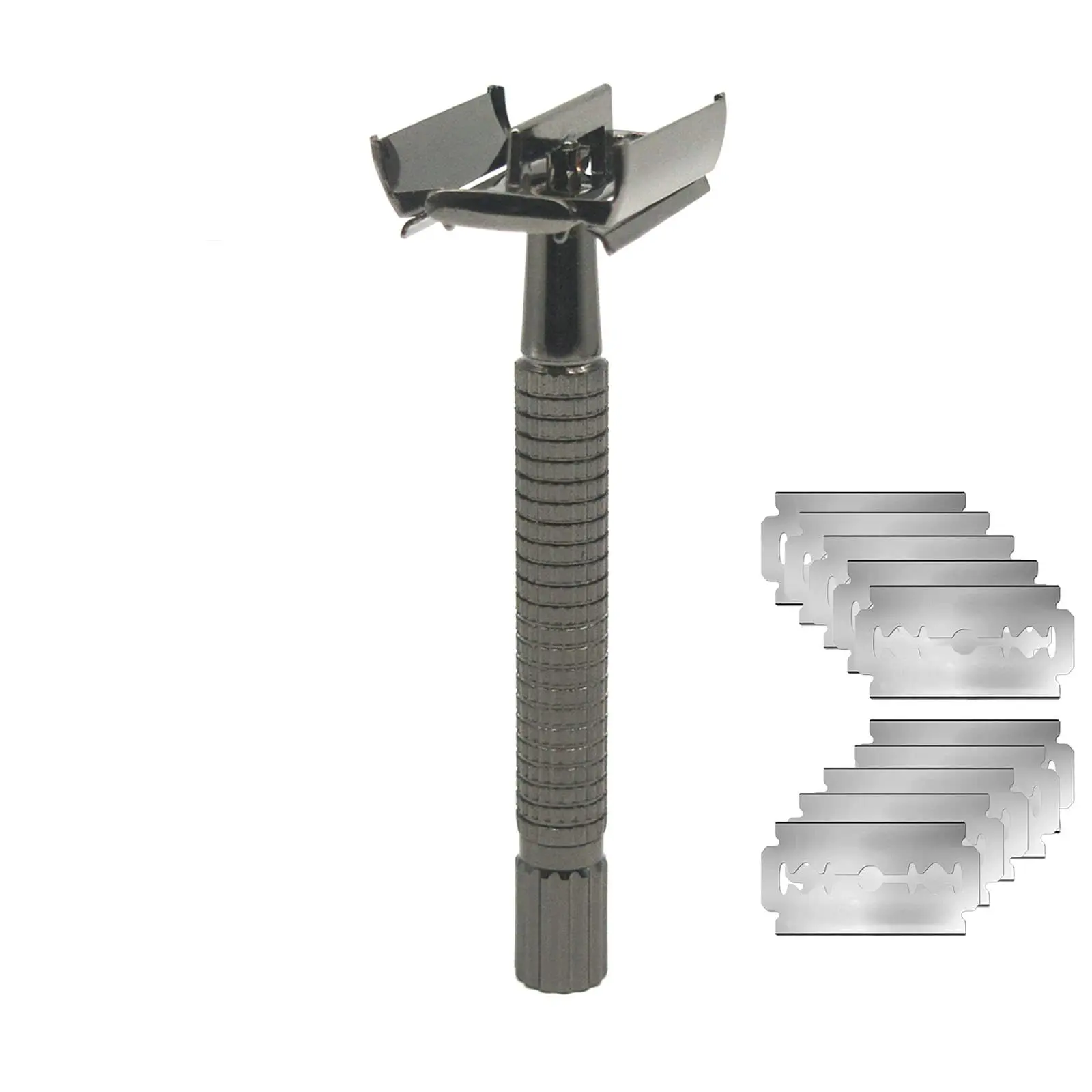 Kit With 10 Blades, Double Edge Safety Razor For Men , Metal