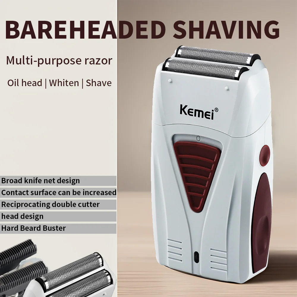

Триммер для бороды Kemei для мужчин, профессиональная машинка для стрижки волос, мини-бритва в виде черепа для усов, триммер для головы, электрическая бритва