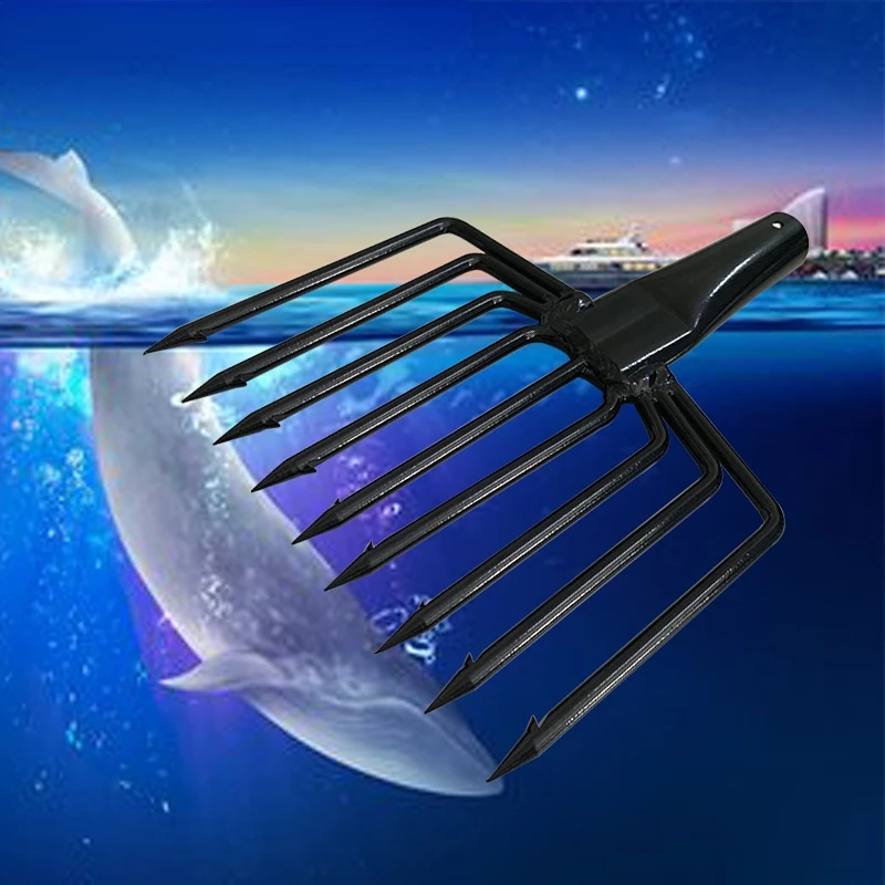 

Stainless Steel Fishing Gaff Harpoon 9 Prongs Fishing Spear Spearhead Fork Harpoon Tip With Barbs For Winter Fishing Pike Eel