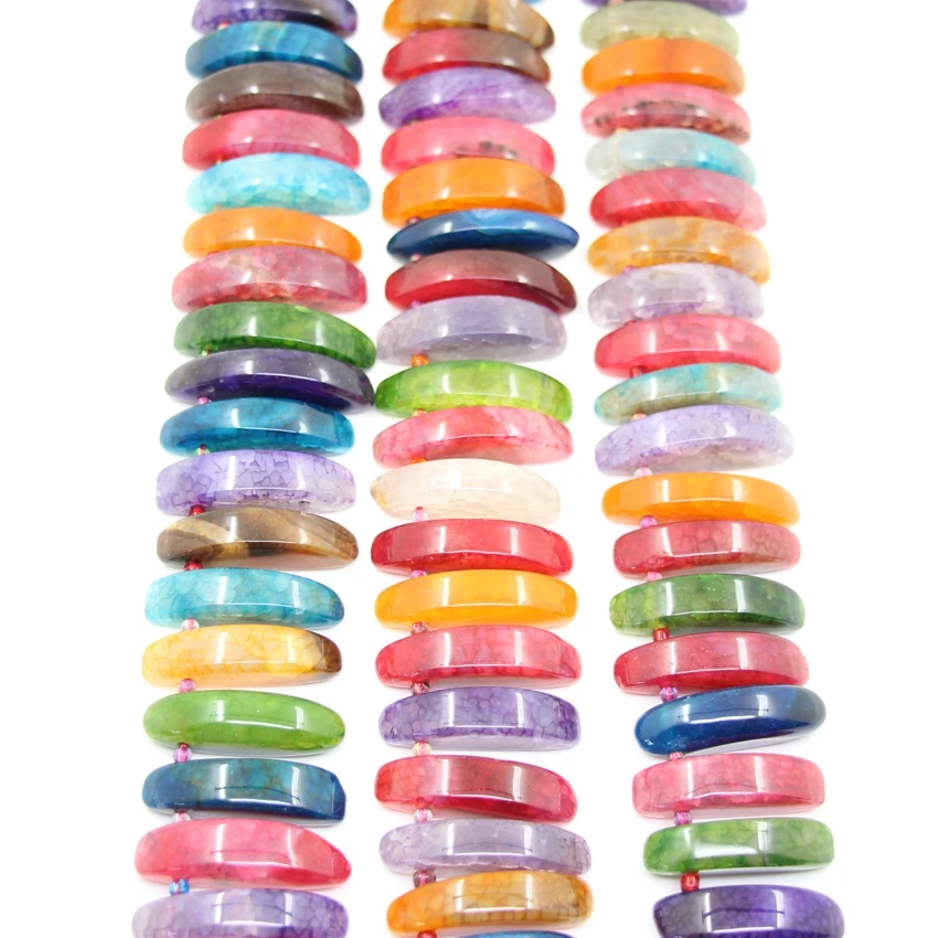Natural Agates Graduate Top Drilled Slice Loose Beads Strand,Mix Colour Dragon Vein Onxy Slab Pendants Necklace Jewelry Making