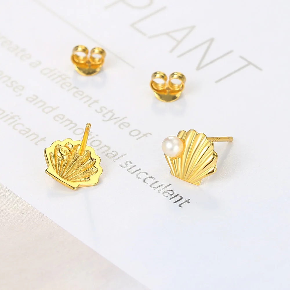 Серьги-гвоздики женские из серебра 925 пробы с натуральным жемчугом