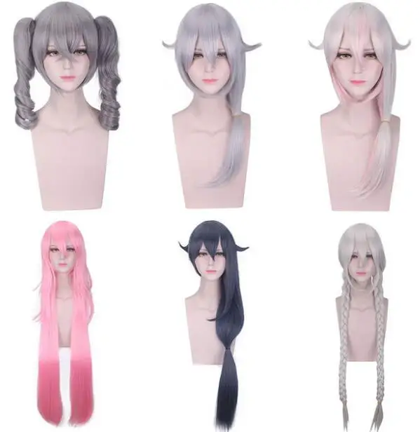 

Парик для косплея с длинными хвостами для женщин, термостойкий, с рисунком Батлера, Phantomhive, серого и синего цвета, для костюма