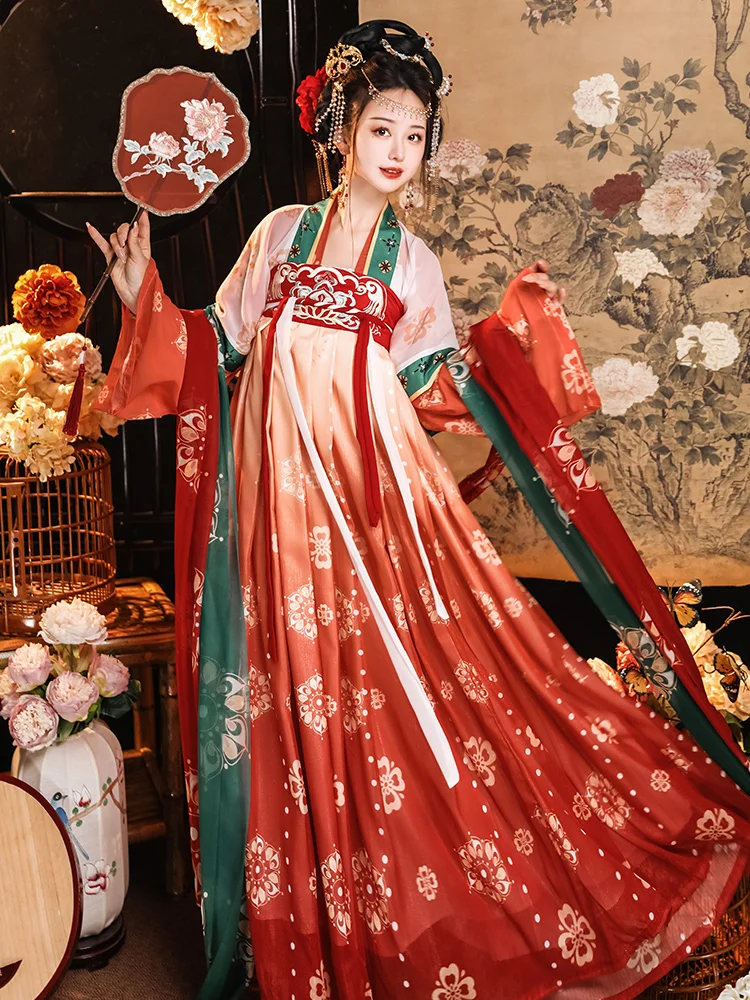 Женская юбка до груди с завышенной талией Tang Hanfu и рубашка большими рукавами