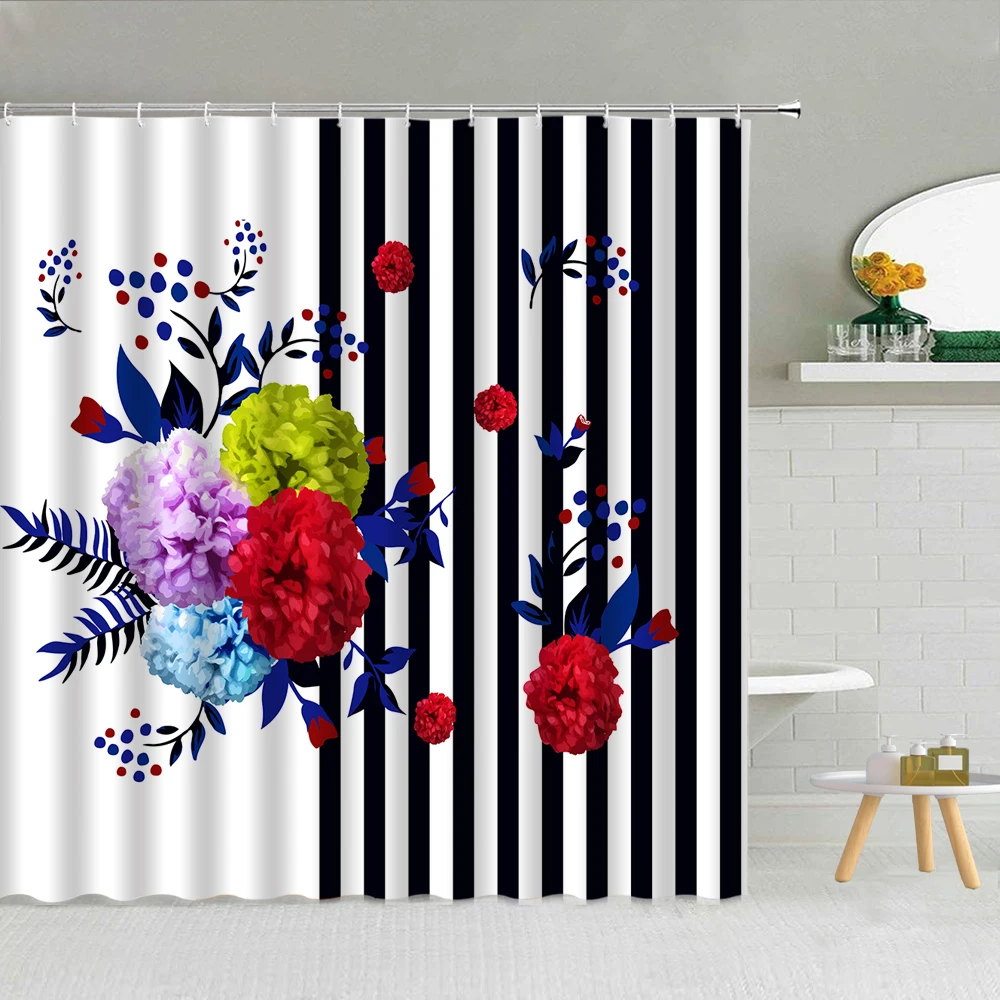 

Curtain Tropical Green Leaf Jaguar Leopard Pattern Bathroom Decor Animal Waterproof Fabric Hooks Curtains Cheetah Woman Shower