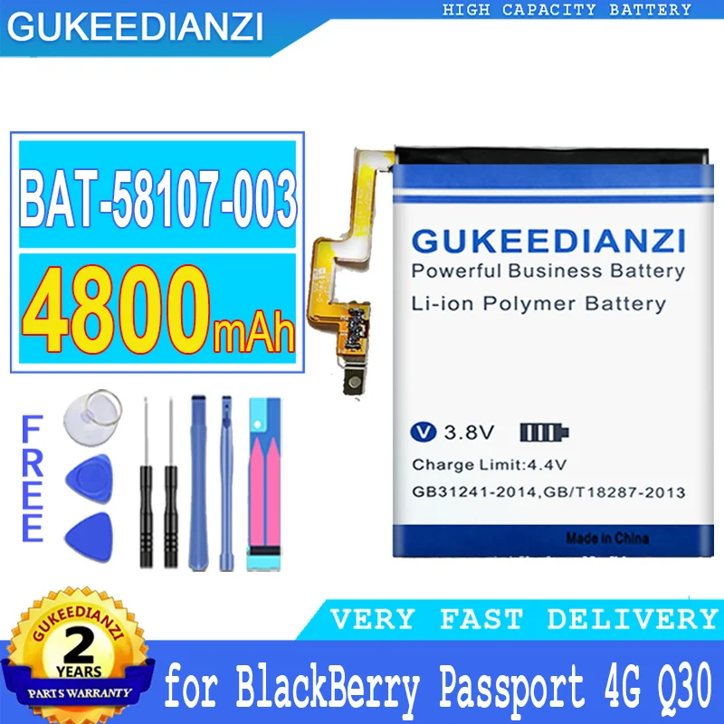 

4800mAh BAT-58107-003 High Capacity Battery For BlackBerry Passport 4G Q30 SQW100-1 SQW100-3 Windermere/Q20 Classic Bateria
