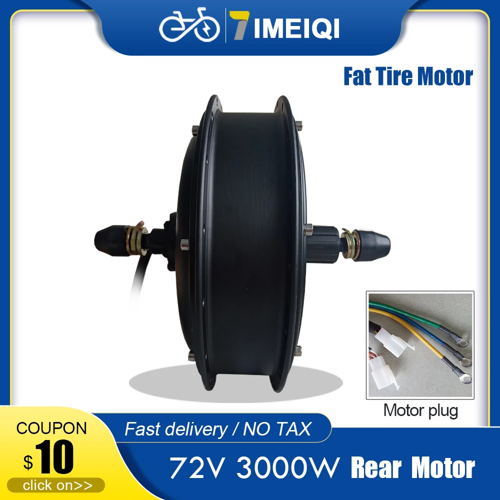 

KT Fat Tire Bicycle 72V 3000W E-Bike Brushless Rear Hub Motor Wheel 4.0 Tyre Dropout 170 or 190mm For Snow eBIKE Conversion Kit