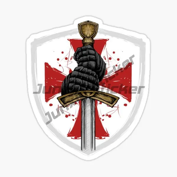 

Водонепроницаемый значок рыцарь Templar Crusader Red Cross Deus обычный значок ПВХ водонепроницаемые наклейки бампер для ноутбука автомобиля окна стекла кемпера фургона стола холодильника