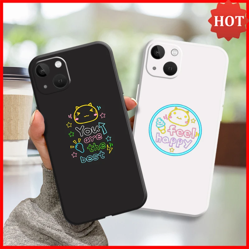 

iPhone White Case For iPhone Xr 13 11 12 XR 12 Xs X SE 7 Max 6 Mini 2020 8 Plus ProMax 6s Q Version Cartoon Cat Covers TPU