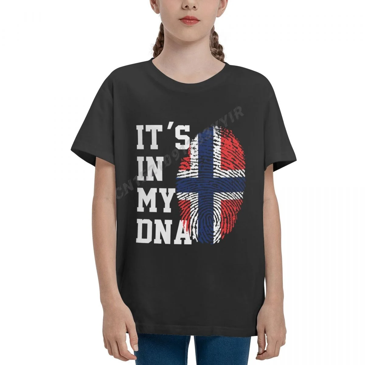 

Футболка детская с флагом Норвегии из 100% хлопка с надписью «It's IN MY DNA»