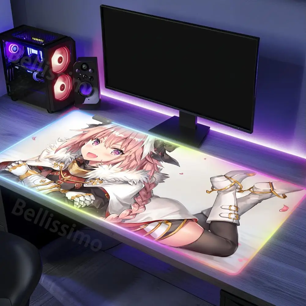 Astolfo Mouse Pad Rgb Anime Rug Kawaii Gaming Table Mat Memo Pads for Girls Rog Carpet Computer Xxl Mousepad