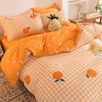 34pcs cartoon print washed cotton bedding set duvet cover bed flat sheet summer quilt bedspread cover twin full queen king size