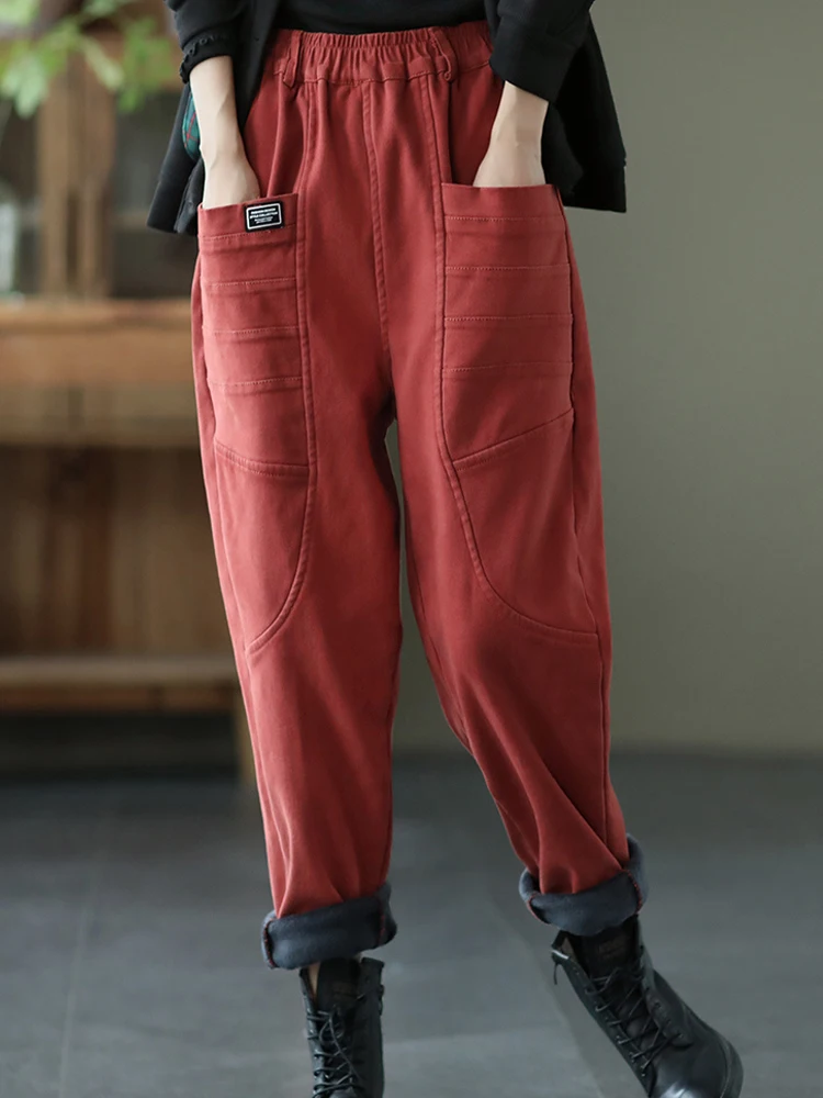 Зимние меховые шаровары Max LuLu 2022 Модные женские свободные винтажные повседневные