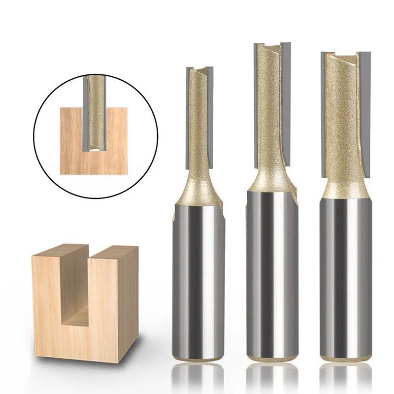 

Woodwork Milling Cutter Carbide Single Double Flute Router Bit Wood Straight Bit For Woodworking Grooving 1/2 12mm Shank