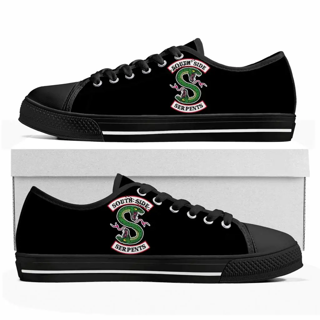 

Riverdale South Side Serpents Low Top Sneakers Mens Womens Teenager Canvas Sneaker Casual Custom Made Shoes Customize Shoe