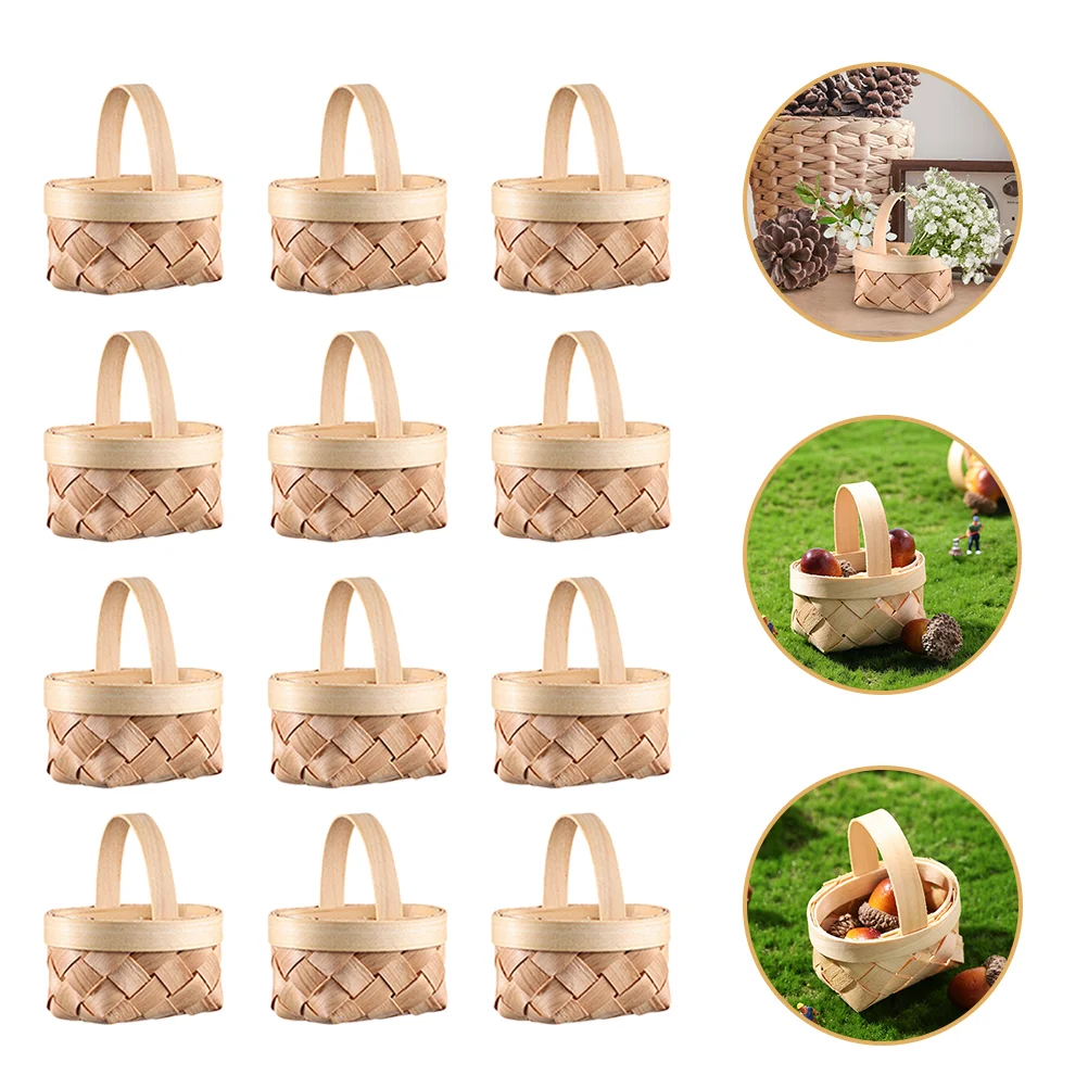 

Wood Chip Basket Fruit Baskets Tiny Picnic Small Wooden Mini Woven Wicker Hamper