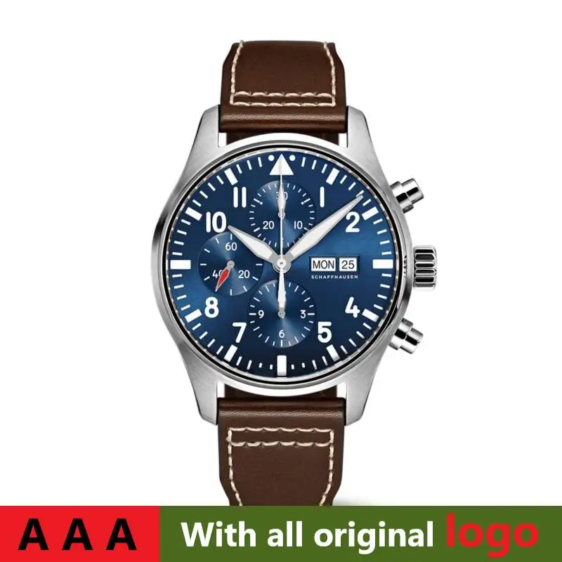 

Men's Watch Mechanical Automatic Chronograph iw377717 Blue Dial Leather Strap 43mm Luxury Watch 1:1 Replica Watch Goog