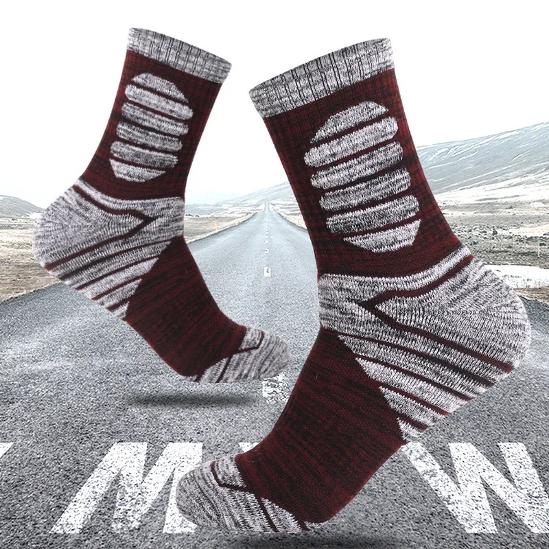 5Pairs New Men Women Cycling Socks Breathable Comfortable Wool Cotton Sock Cushion Crew Sports Hiking Trekking Socks EU39-50