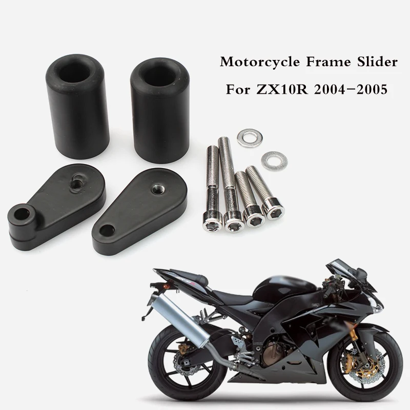 

Black & Carbon No Cut Motorcycle Frame Sliders Crash Falling Protection For Kawasaki ZX10R ZX-10R ZX 10R 2004 2005