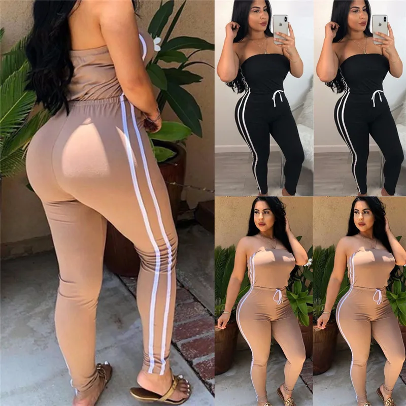 

Summer Women Off Shoulder Jumpsuits Fashion 2019 New Brand Ladies Lace Up Solid Loose Elastic Romper Ladies Bodysuits Casual