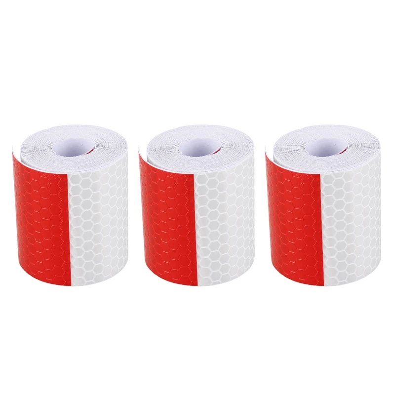 

3X 2 Inch X 10Ft 3 Meters Night Reflective Safety Warning White Red Tape Strip Sticker