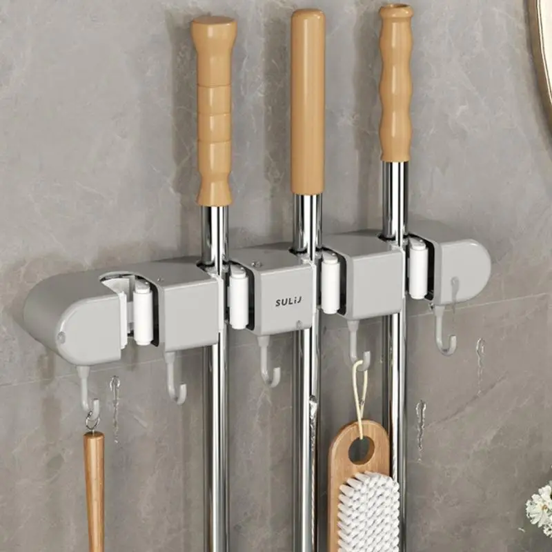 

Wall Mounted Multi-Functional Broom Holder Tool Magic Plastic Mop Holder Bathroom Kitchen Storage