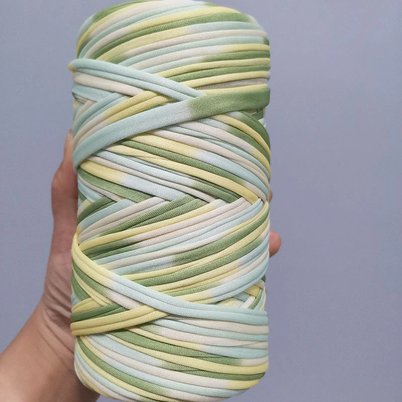 

300g 150meters T-shirt Cotton Yarn For Knitting DIY Soft Wool Crochet Bag Blanket Cord Section Dyed Rainbow Weaving Thread Puffy