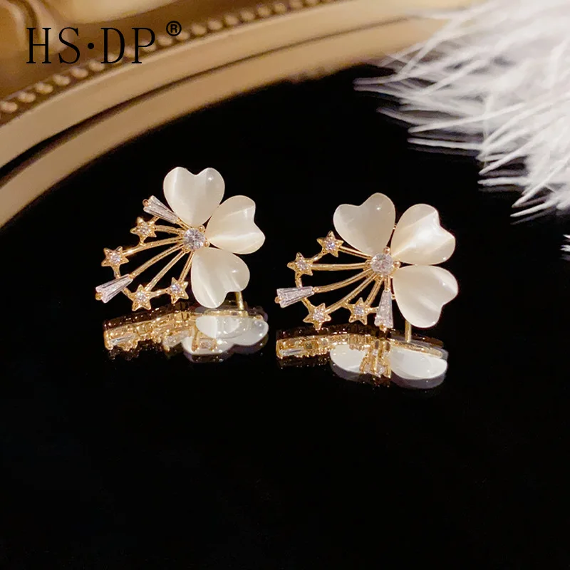 

Cute Opal Heart Flower Earrings Fashion Stud Earrings Jewelry for Women Ladies