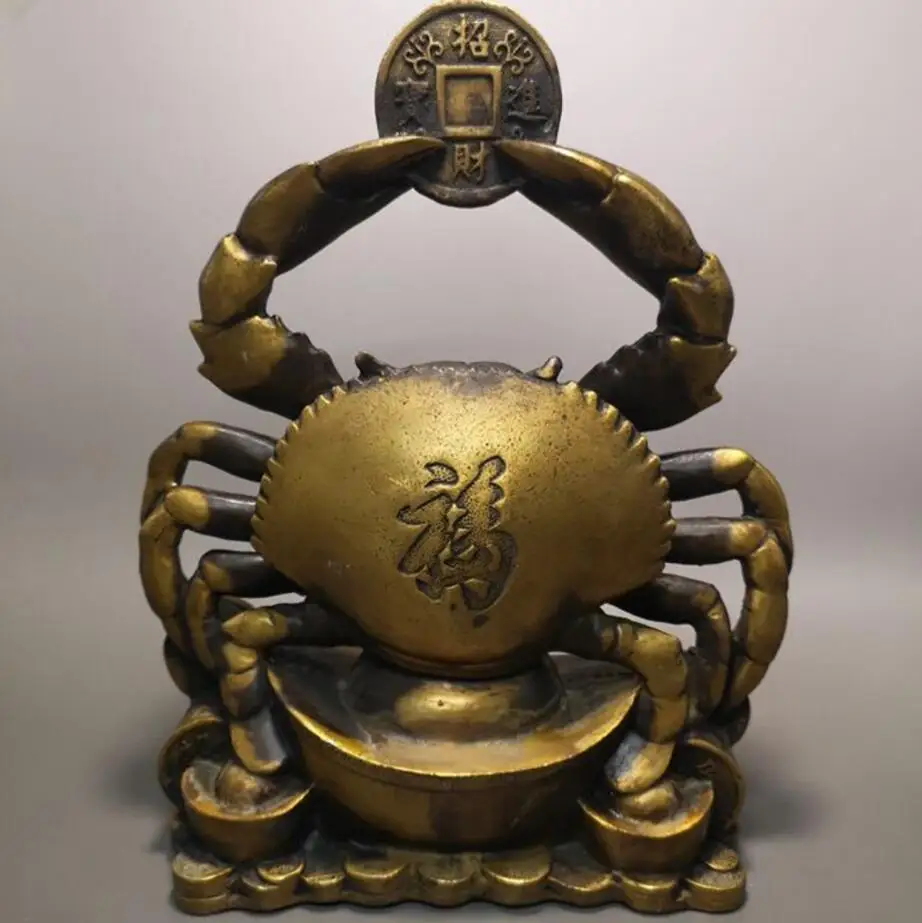 Медная статуя из чистой меди bafanglai caiyuanbao, краб ручной работы коллекция украшений для дома
