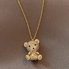 Женская цепочка с подвеской в виде медведя, из нержавеющей стали