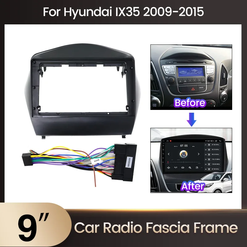9 дюймовая рамка для мультимедийной панели автомобиля Hyundai IX35 2009 - 2015 IX45 Santa Fe 3 2013